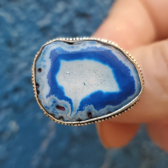 New Solar Quartz Agate Druzy 925 Silver Ring. - Picture 12 of 16